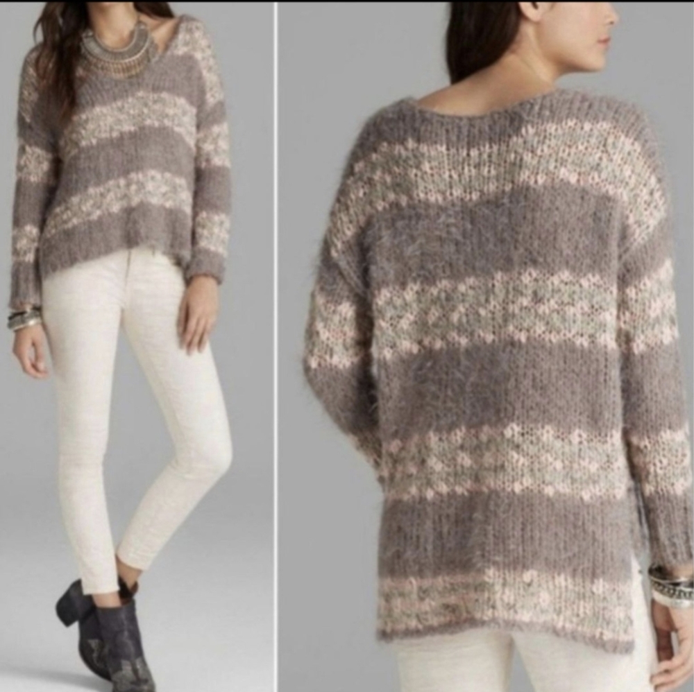Free People V Neck Fuzzy Sweater